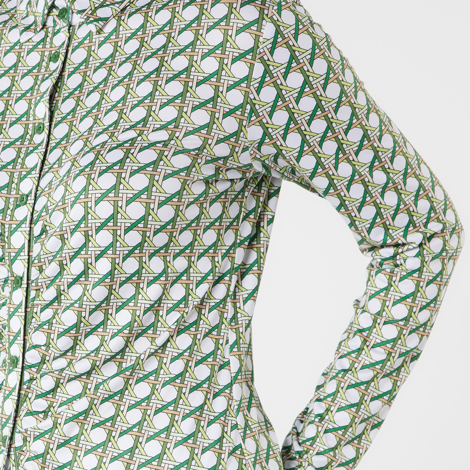 Swing Out Sister Grace Pattern Long Sleeve Ladies Golf Polo Shirt Noughty Green