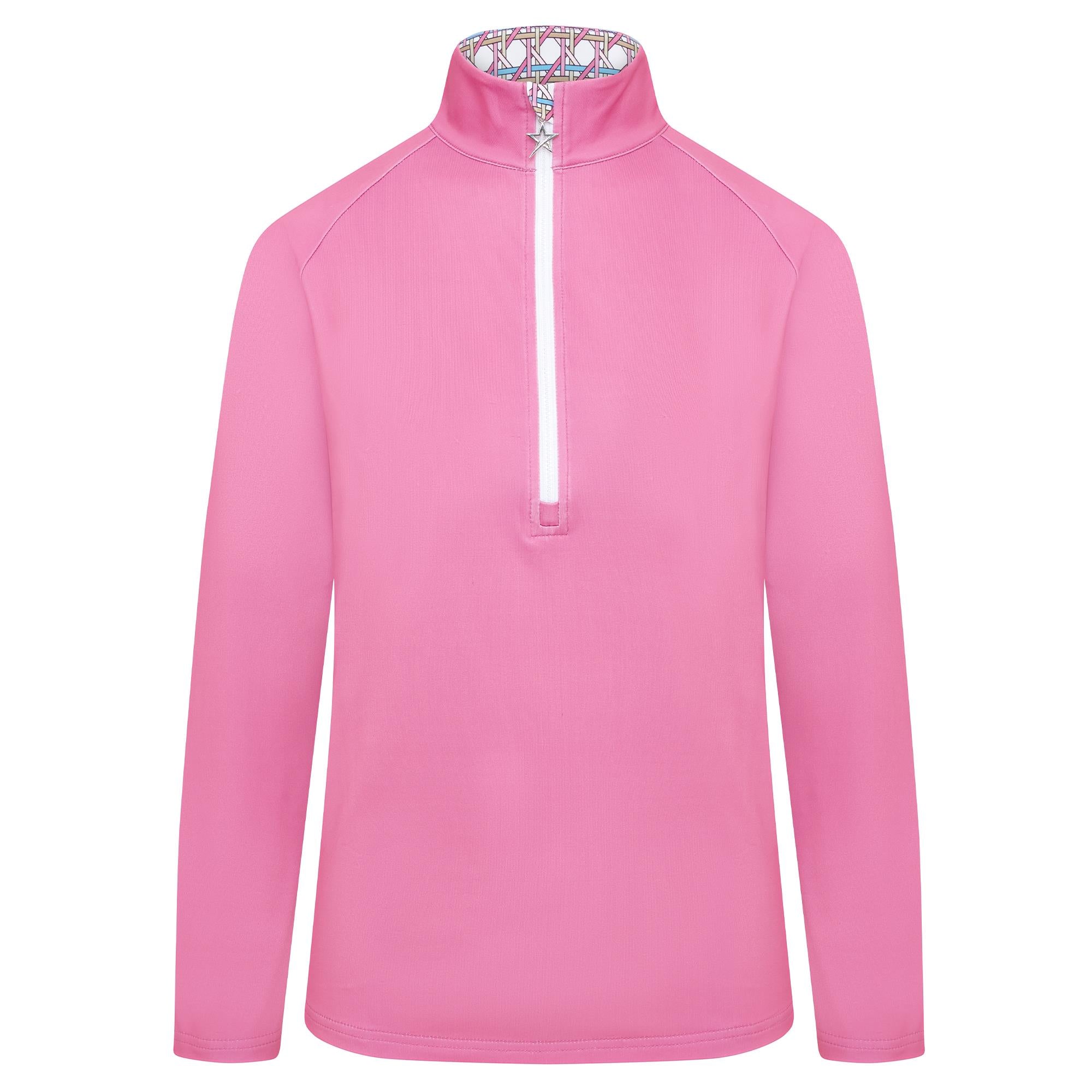Swing Out Sister Heather Quarter Zip Pattern Fleece Ladies Golf Mid Layer Noughty Pink