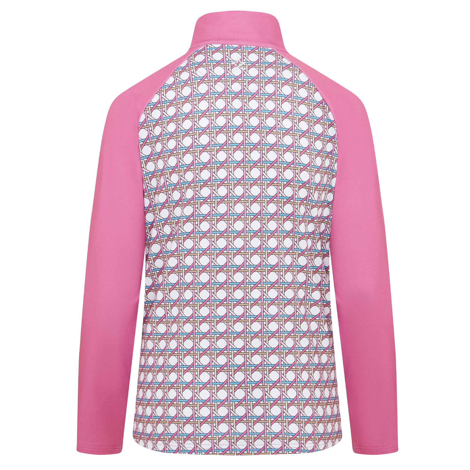 Swing Out Sister Heather Quarter Zip Pattern Fleece Ladies Golf Mid Layer Noughty Pink