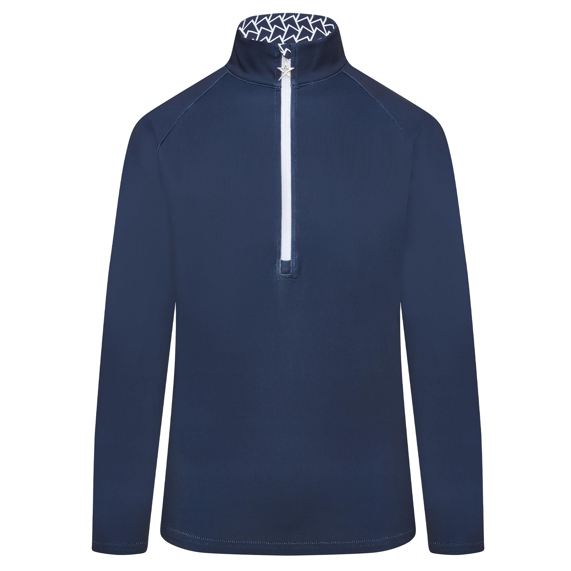 Swing Out Sister Heidi Quarter Zip Pattern Fleece Ladies Golf Mid Layer Megabyte Navy