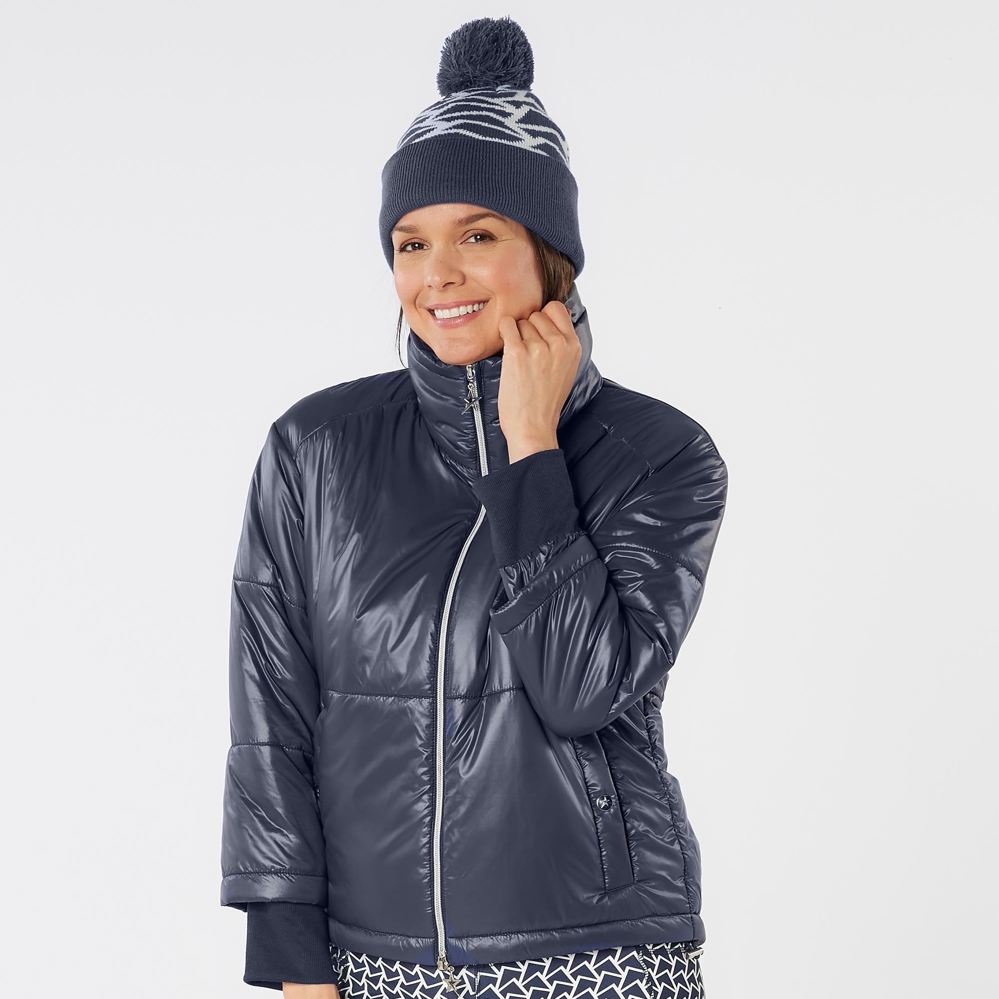 Swing Out Sister Hermione Pattern Bobble Beanie Megabyte Navy