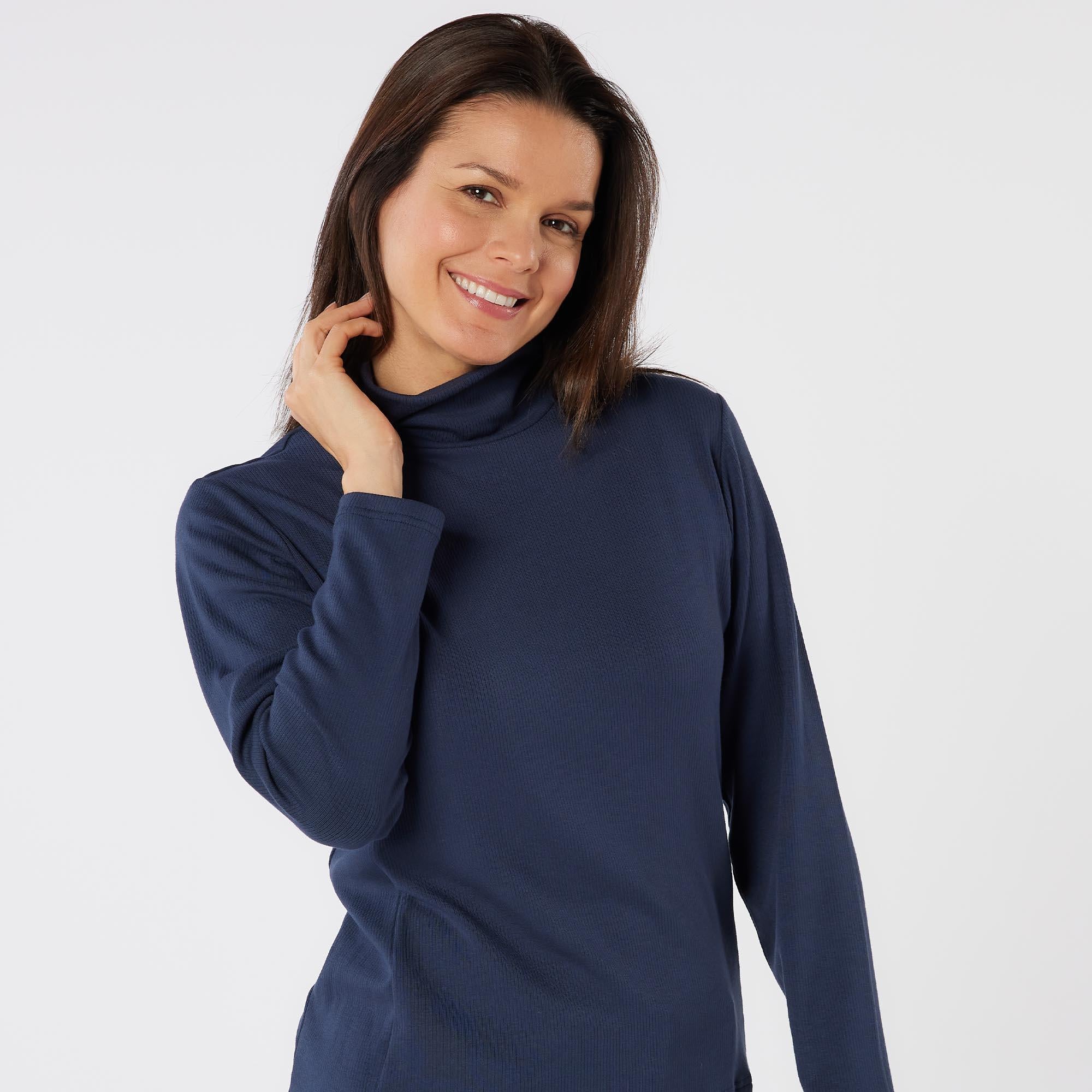 Swing Out Sister Natasha Ribbed Ladies Golf Roll Neck Navy Blazer