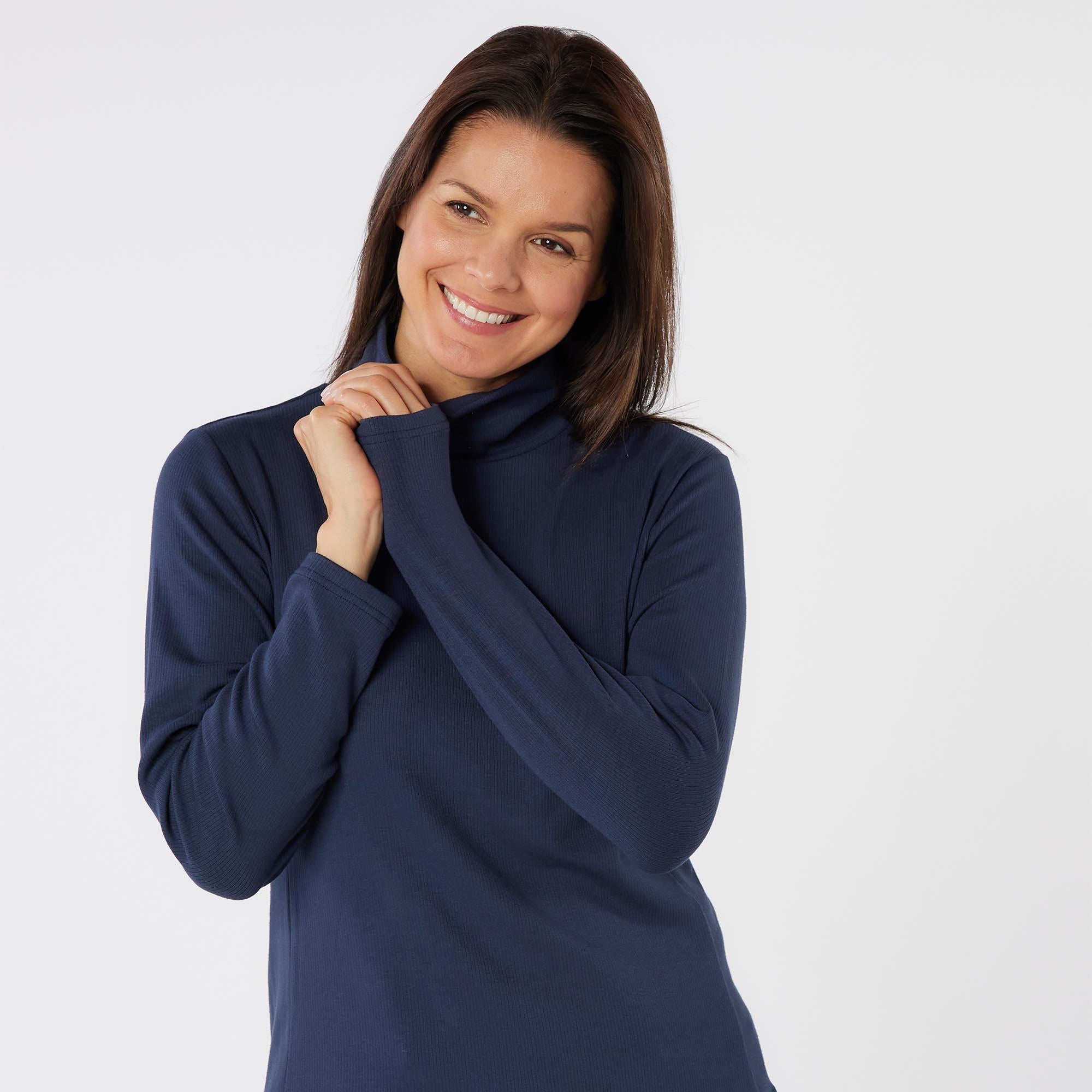 Swing Out Sister Natasha Ribbed Ladies Golf Roll Neck Navy Blazer