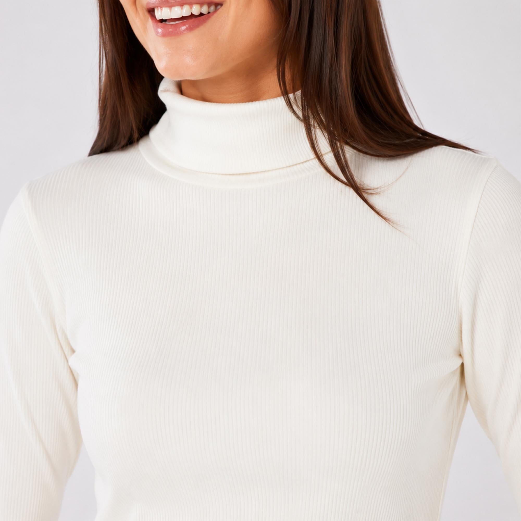 Swing Out Sister Natasha Ribbed Ladies Golf Roll Neck Optic White