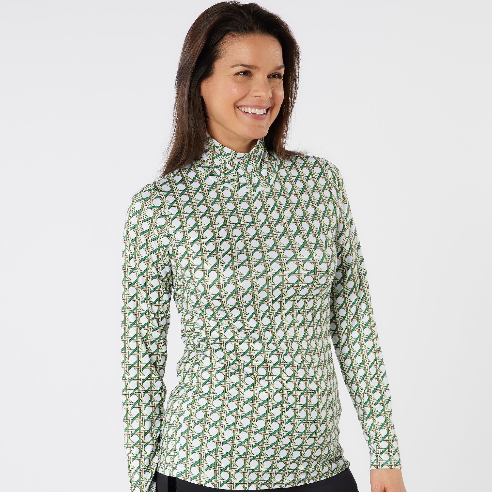 Swing Out Sister Paloma Pattern Ladies Golf Roll Neck Noughty Green