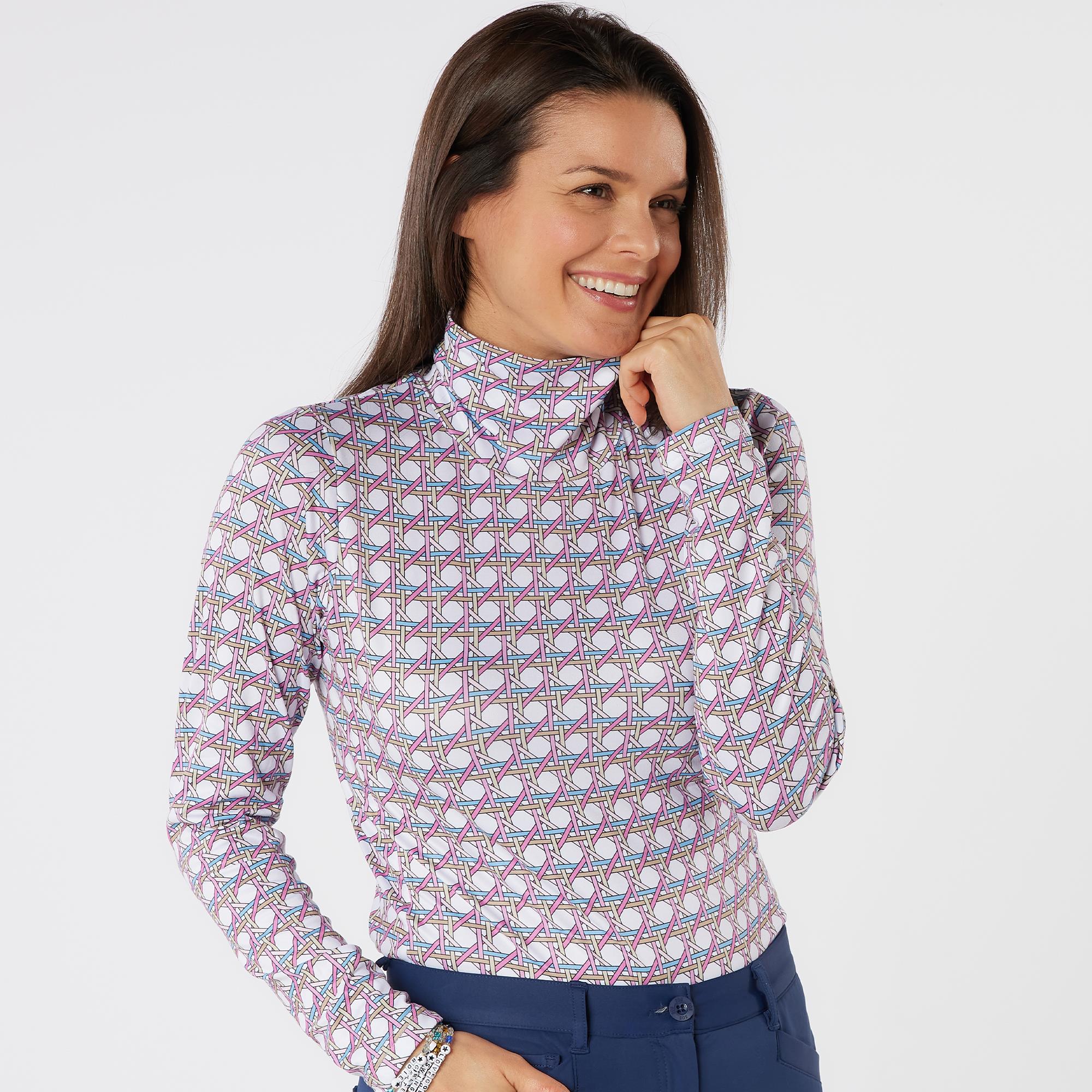 Swing Out Sister Paloma Pattern Ladies Golf Roll Neck Noughty Pink