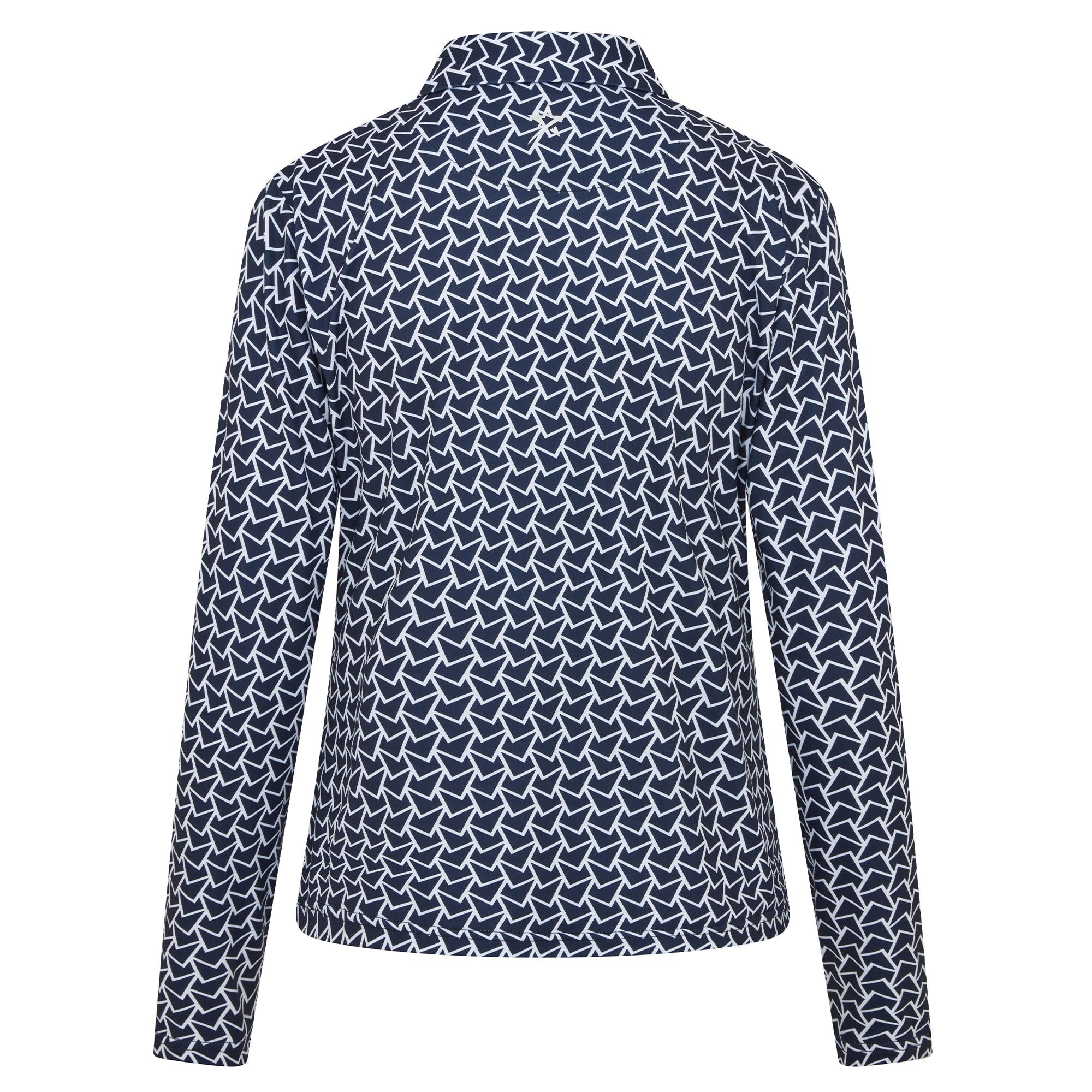 Swing Out Sister Philomena Pattern Long Sleeve Ladies Golf Polo Shirt Megabyte Navy