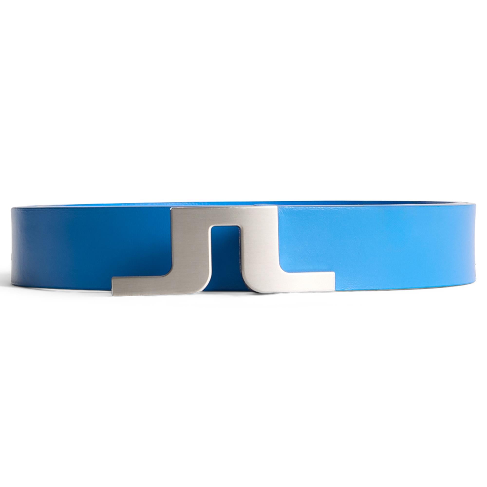 J.Lindeberg Bridger men’s golf belt in Sonic Blue – front view