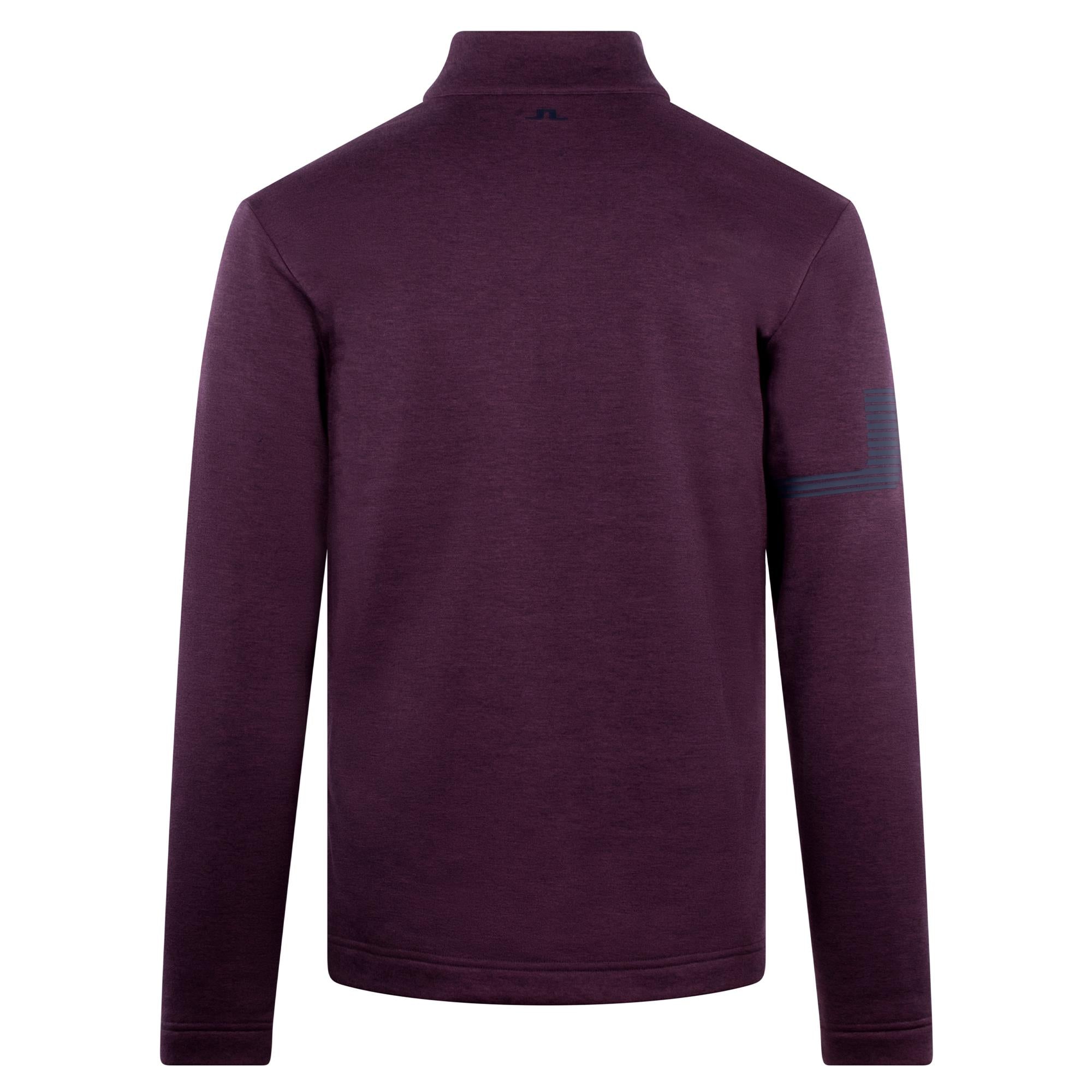 J.Lindeberg Heath Strike Men's Golf Mid Layer – Back View Huckleberry