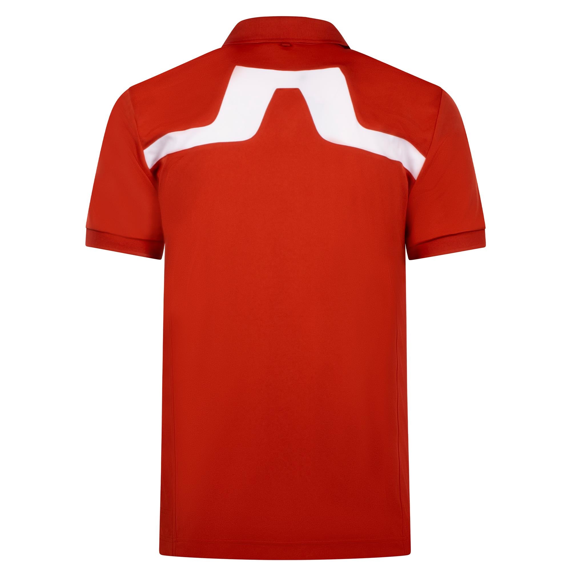 Back product view of J.Lindeberg KV Men’s Golf Polo with JL bridge logo – Bossa Nova