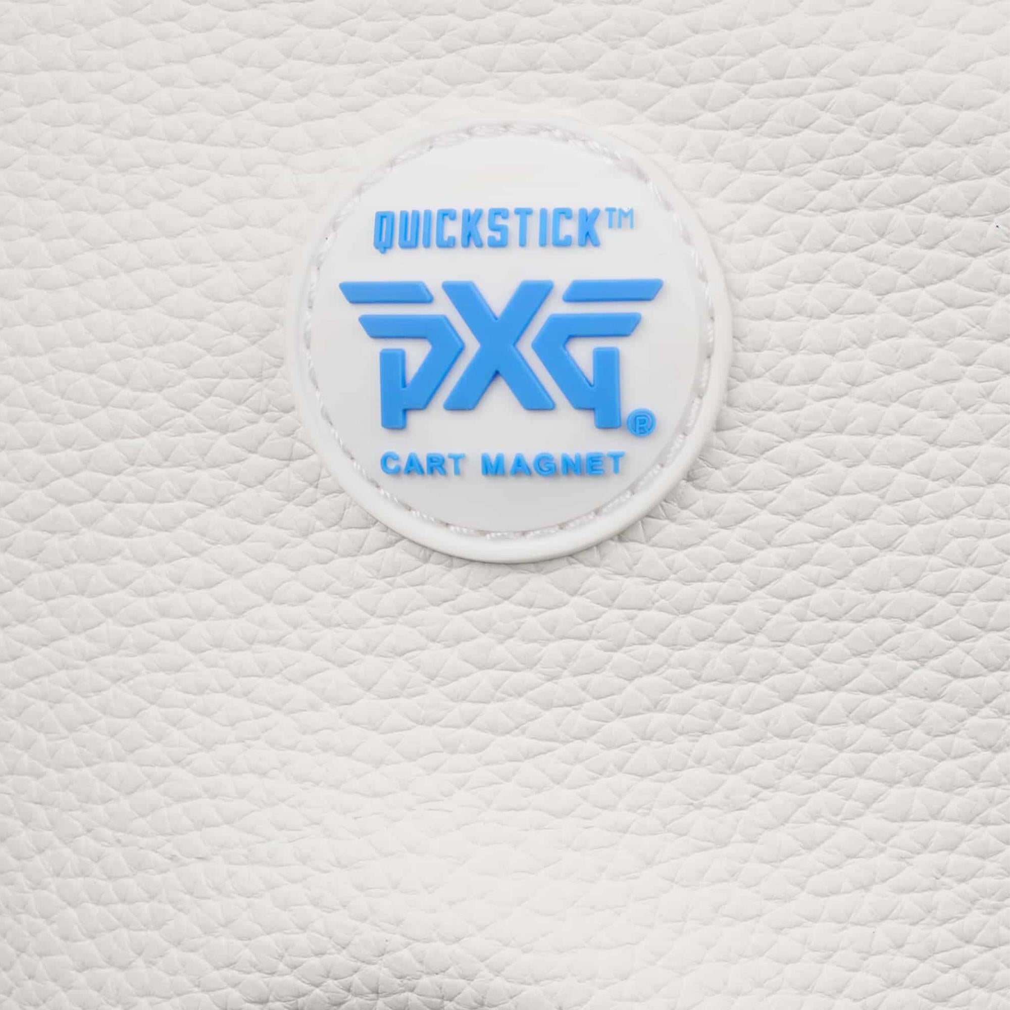 Close-up of QuickStick Cart Magnet on PXG Darkness Headcover, White & Blue

