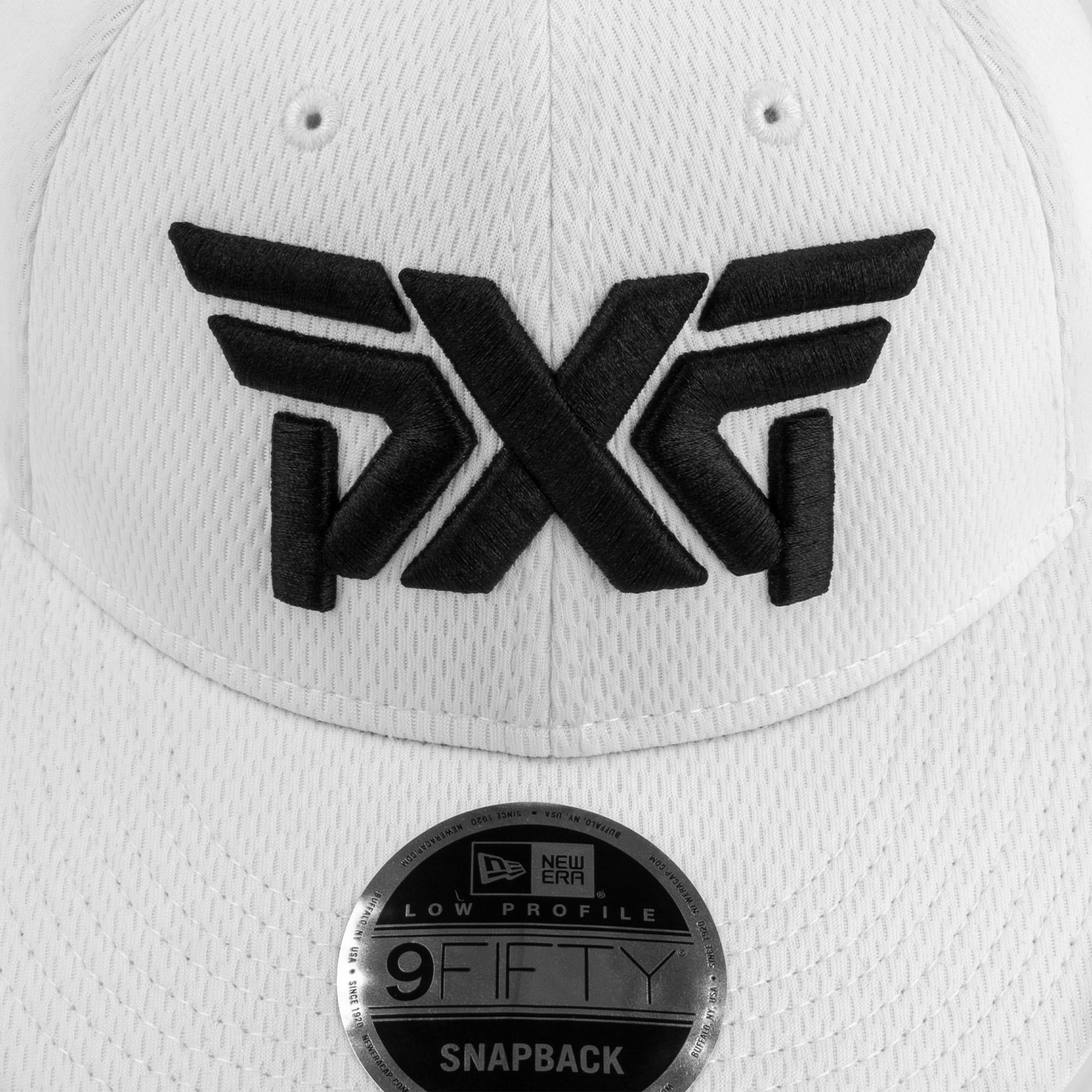 Close-up of PXG ProLight 950LP Cap Logo – White Cap
