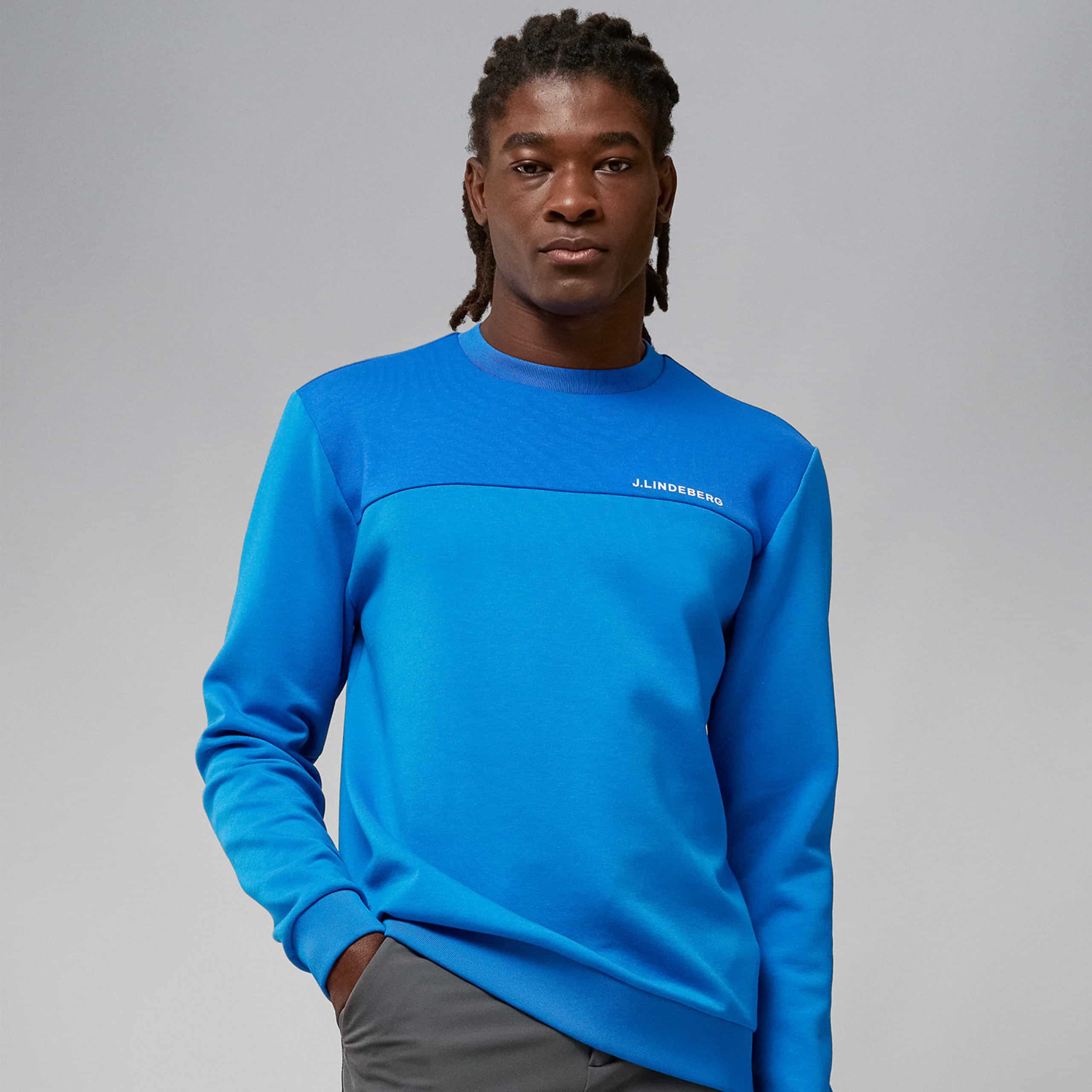 J Lindeberg Jeff Crew Neck Direction Blue
