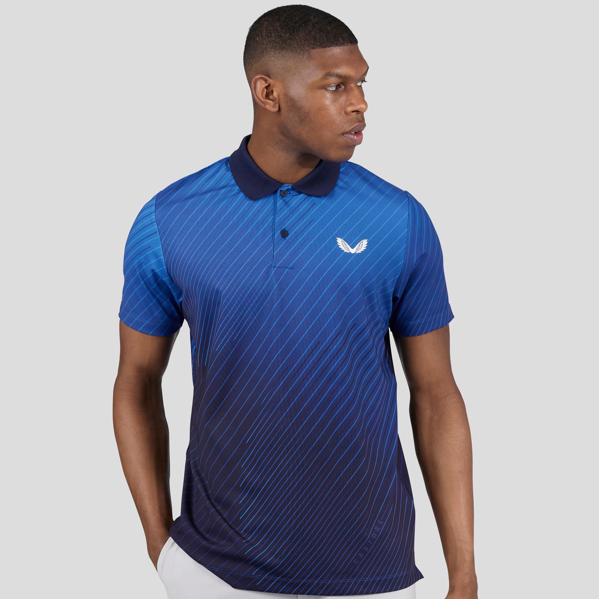 Castore Geo Print Mens Golf Polo Midnight Navy
