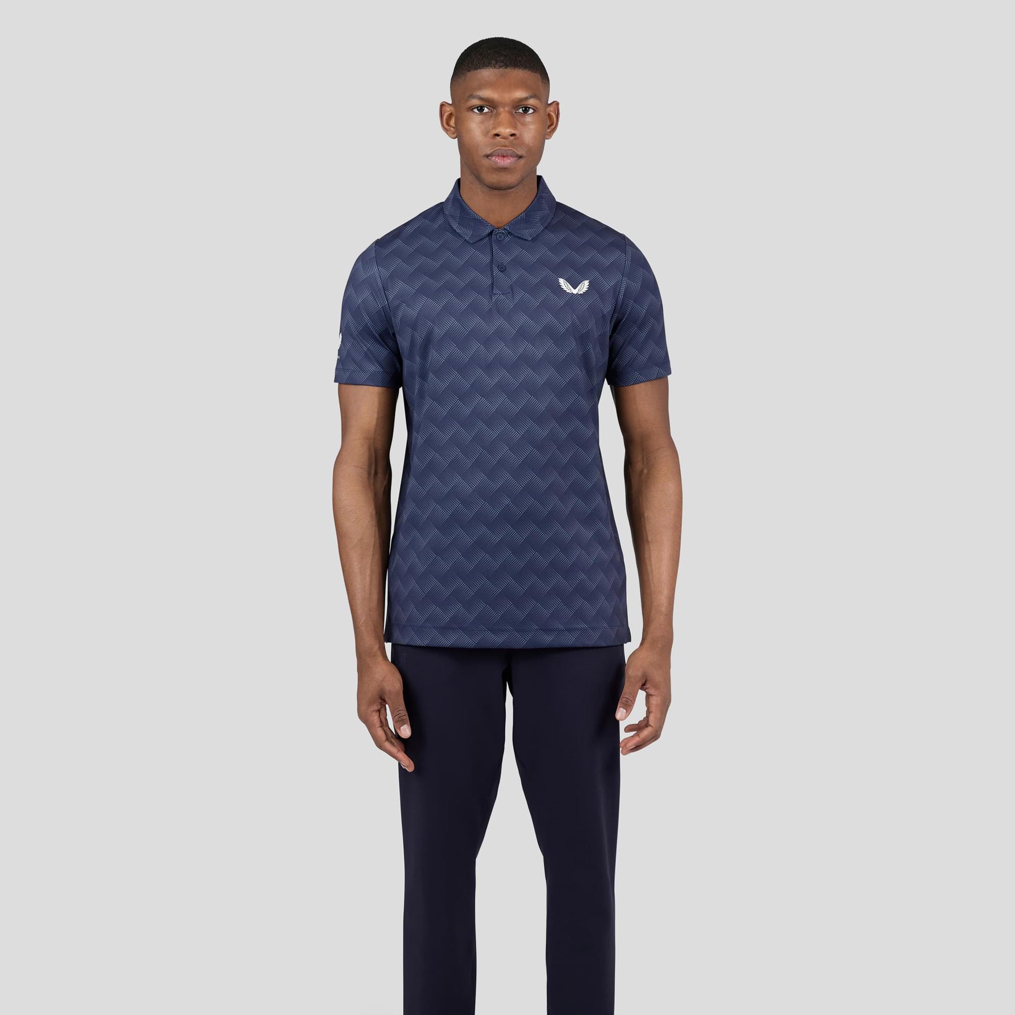 Castore Printed Mens Golf Polo Midnight Navy