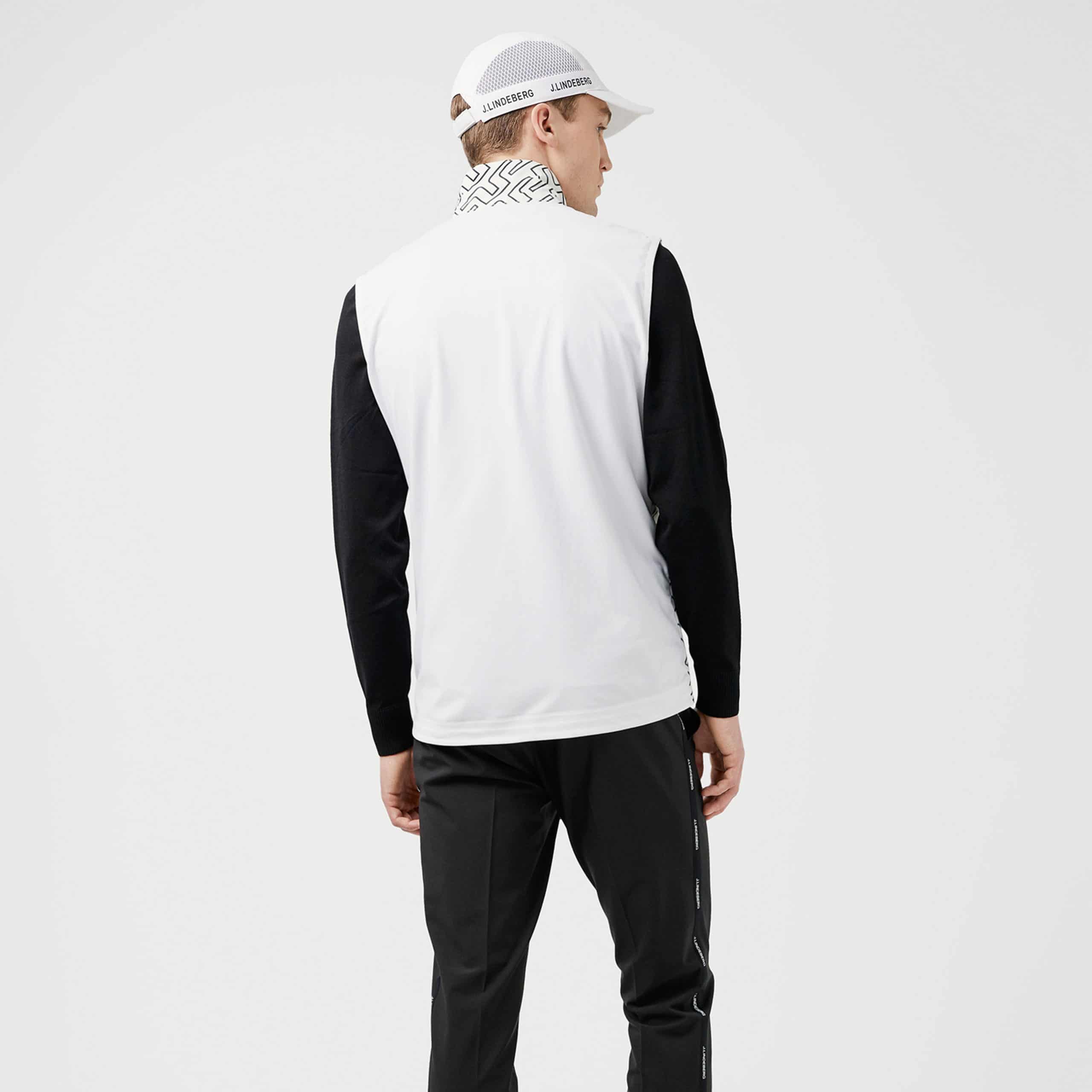 J Lindeberg Packlight Print Golf Vest Navy Bridge Monogram