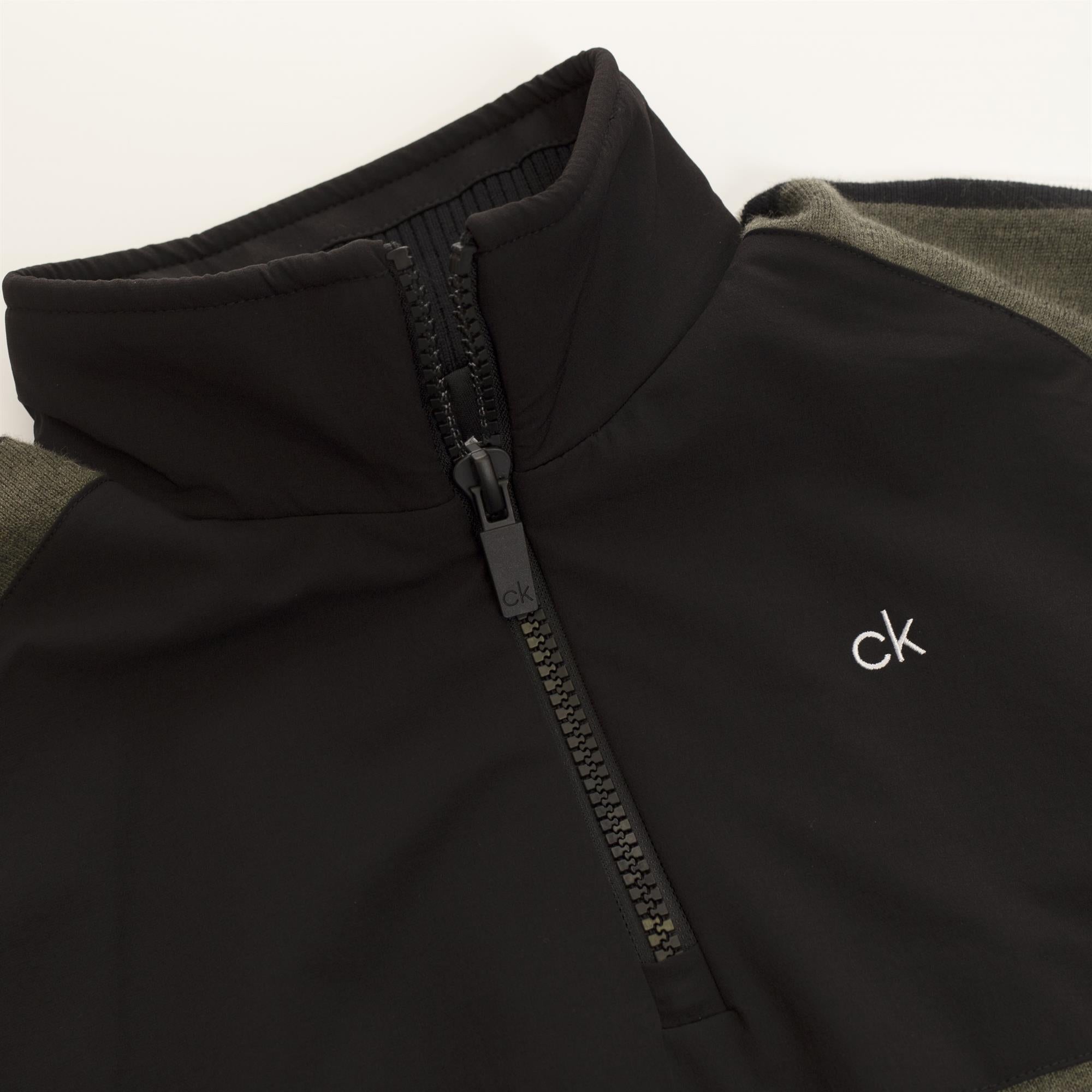 Calvin Klein Golf Glacier Lined Half Zip Sweater Olive Green Marl
