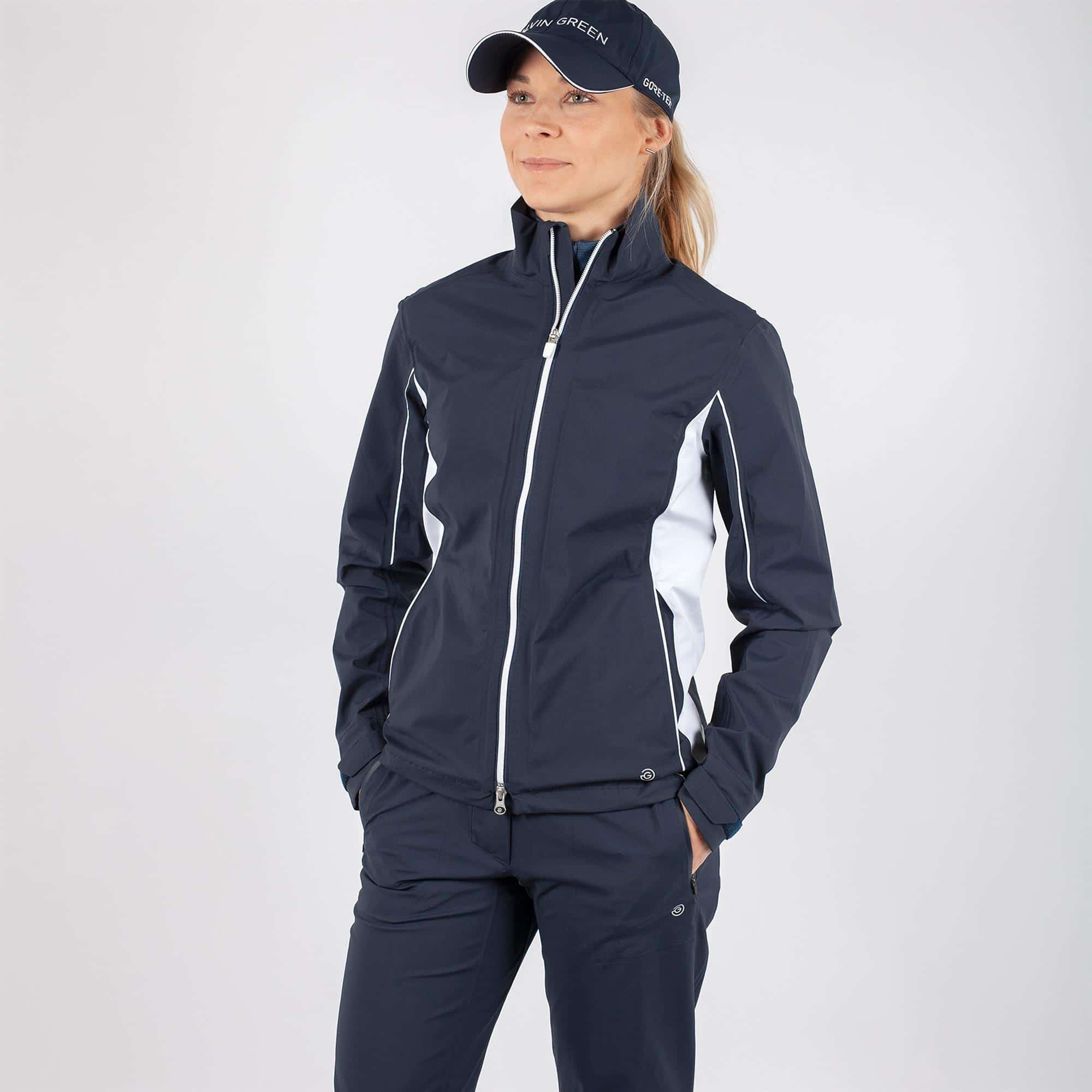 Galvin Green Aila Gore-Tex Paclite Waterproof Ladies Golf Jacket Navy/White