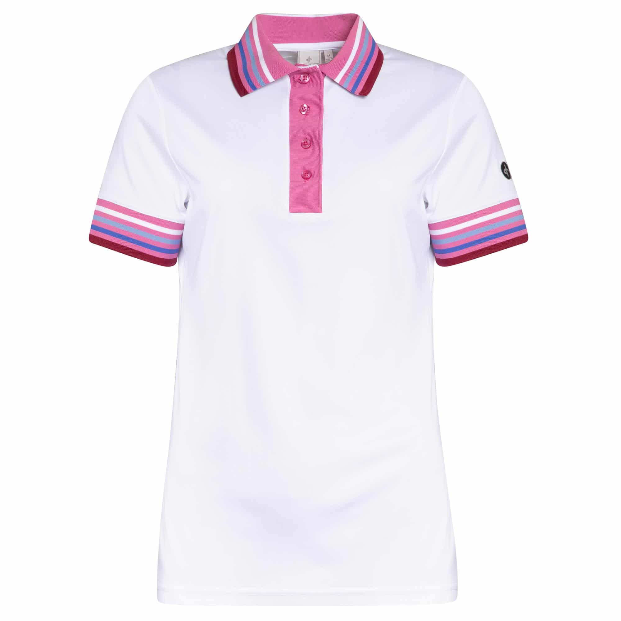 Cross Stripe Ladies Golf Polo Shirt White