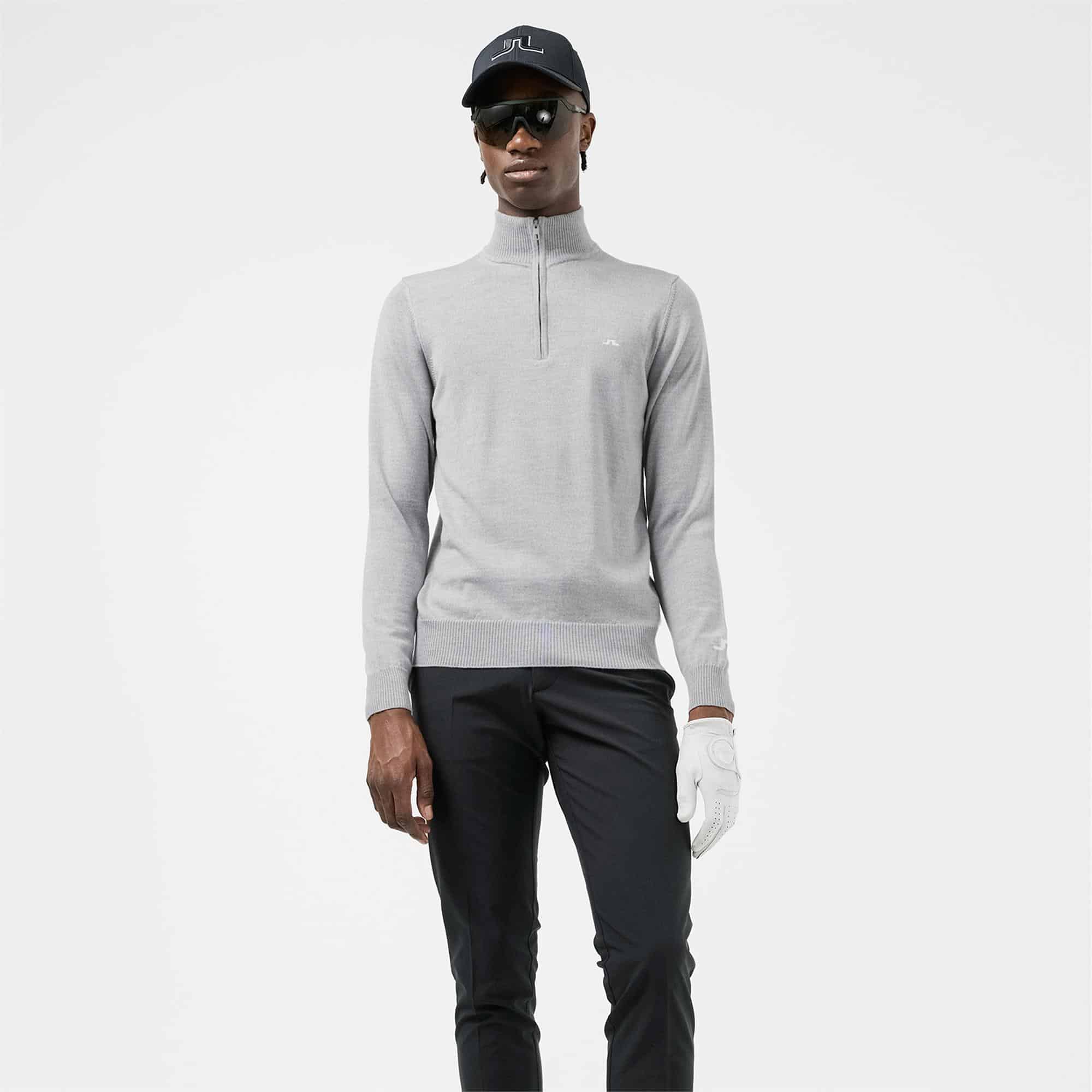 J Lindeberg Kian Tour Merino Mens Golf Jumper Grey Melange
