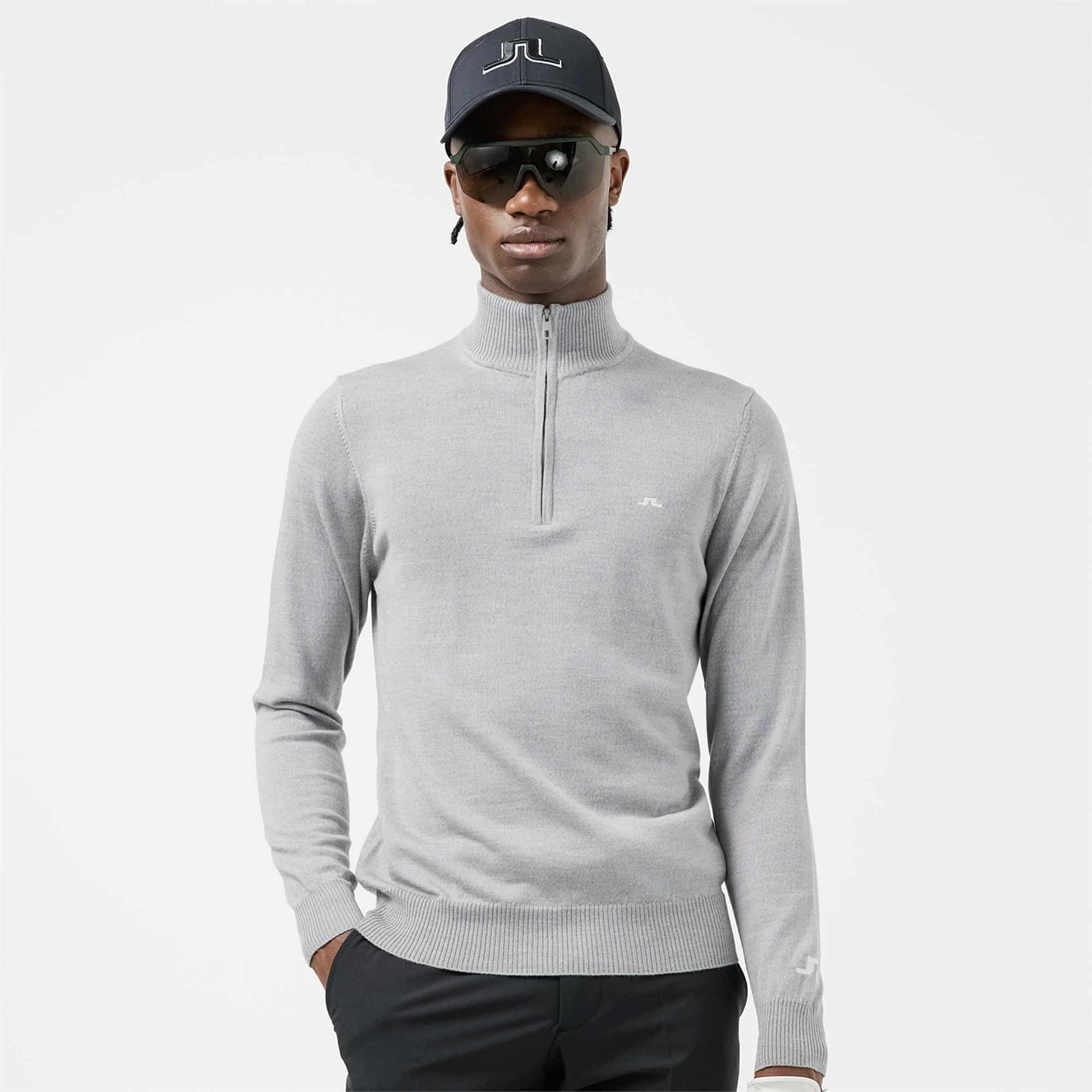 J Lindeberg Kian Tour Merino Mens Golf Jumper Grey Melange
