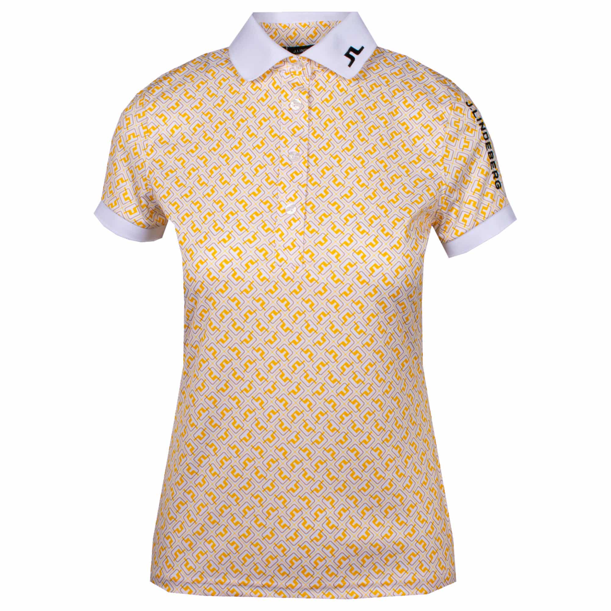 J Lindeberg Tour Tech Print Ladies Golf Polo White JL Monogram