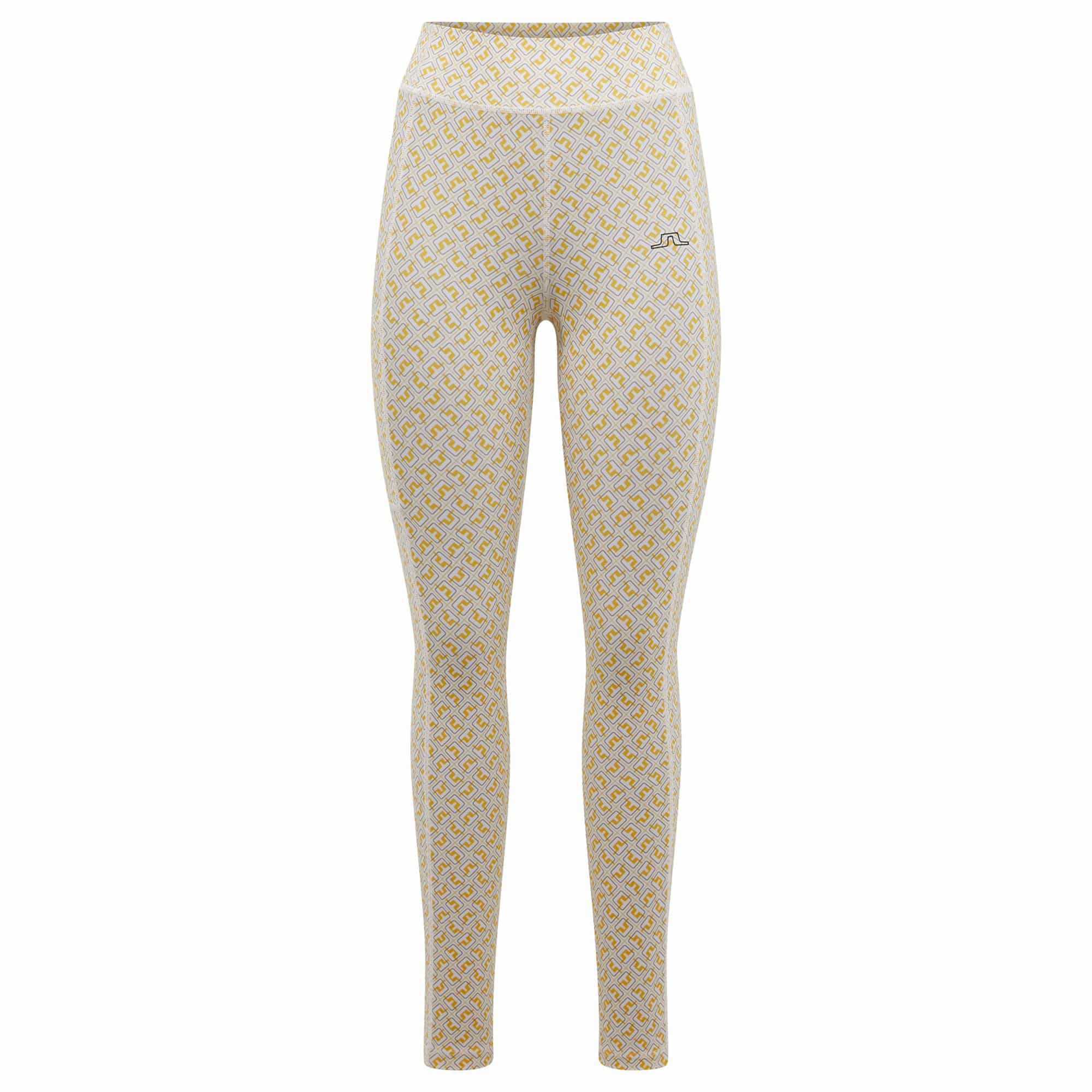 J Lindeberg Zena Print Ladies Tights White JL Monogram