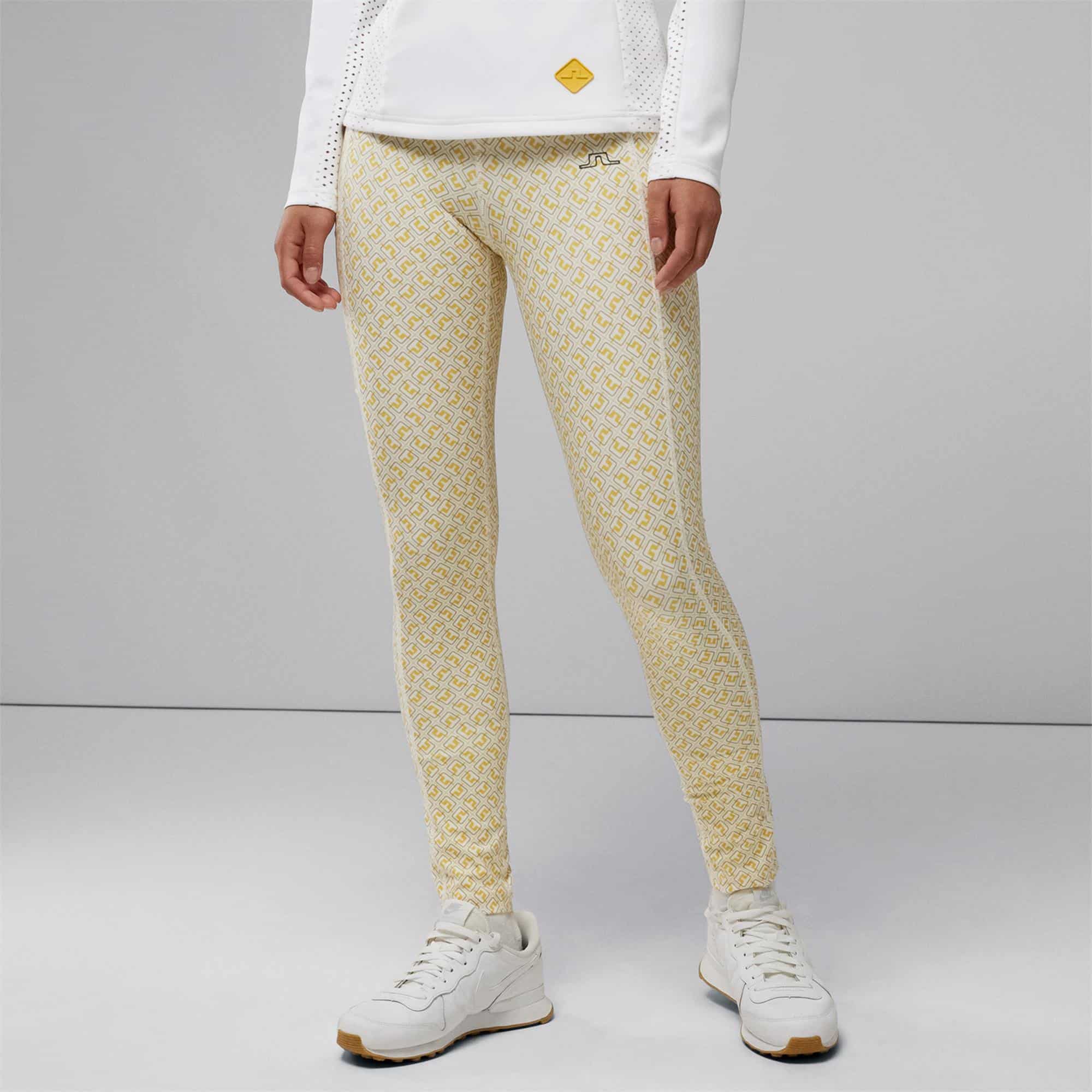 J Lindeberg Zena Print Ladies Tights White JL Monogram