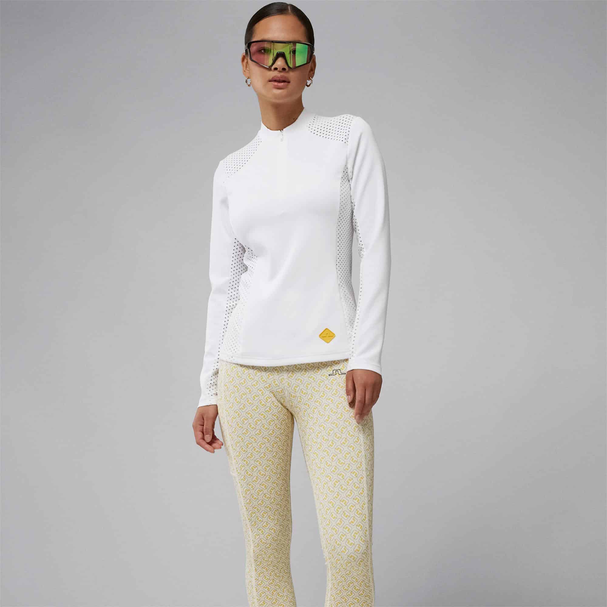 J Lindeberg Zena Print Ladies Tights White JL Monogram