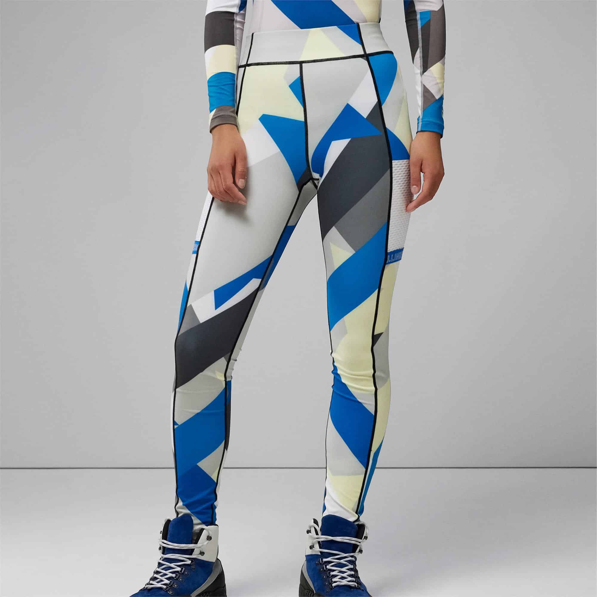 J Lindeberg Margit Print Ladies Leggings Grey Flag Patchwork