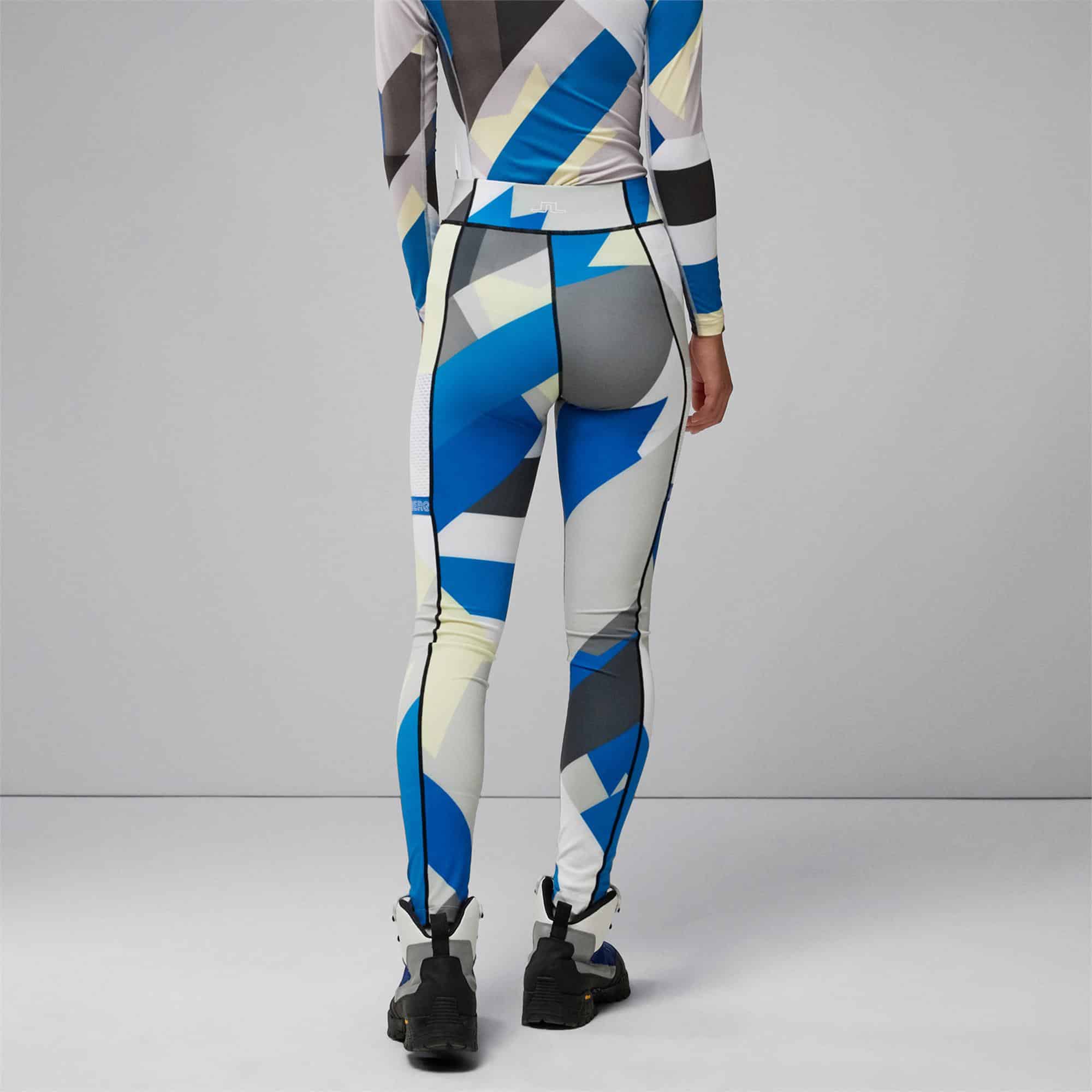 J Lindeberg Margit Print Ladies Leggings Grey Flag Patchwork