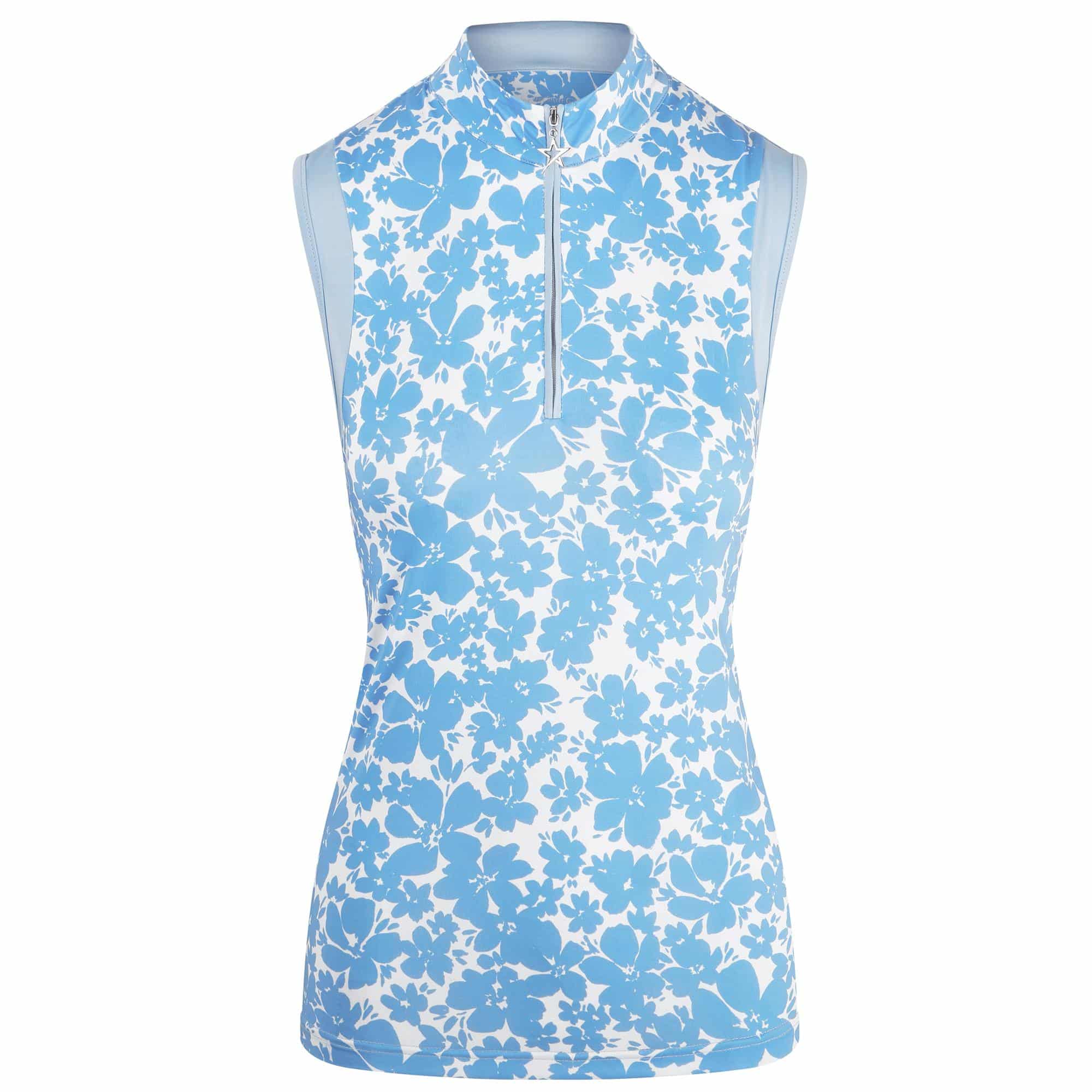Swing Out Sister Serena Ladies Sleeveless Golf Polo Shirt Full Bloom