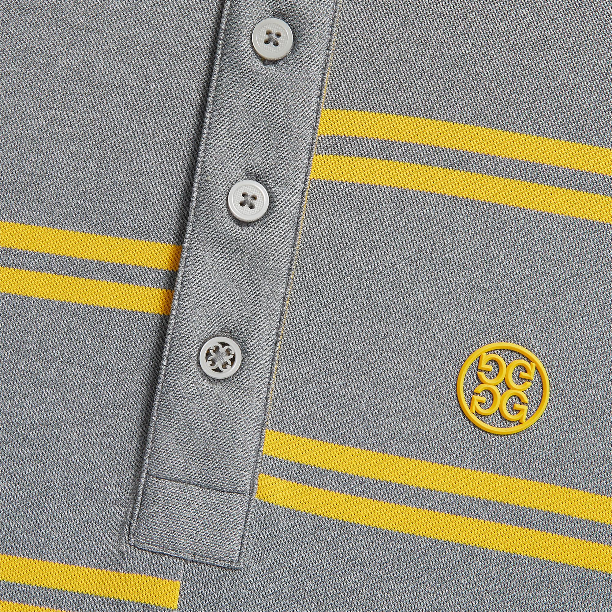 G/FORE Offset Stripe Mens Golf Polo Shirt Light Heather Grey