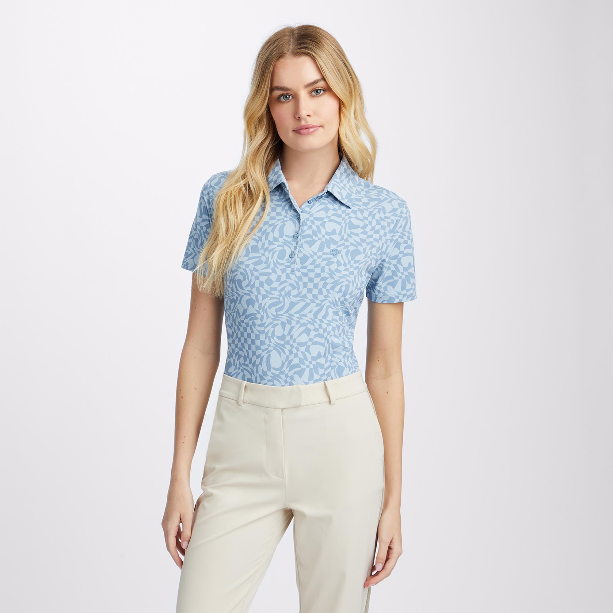 G/FORE Distorted Check Cooling Ladies Golf Polo Fjord