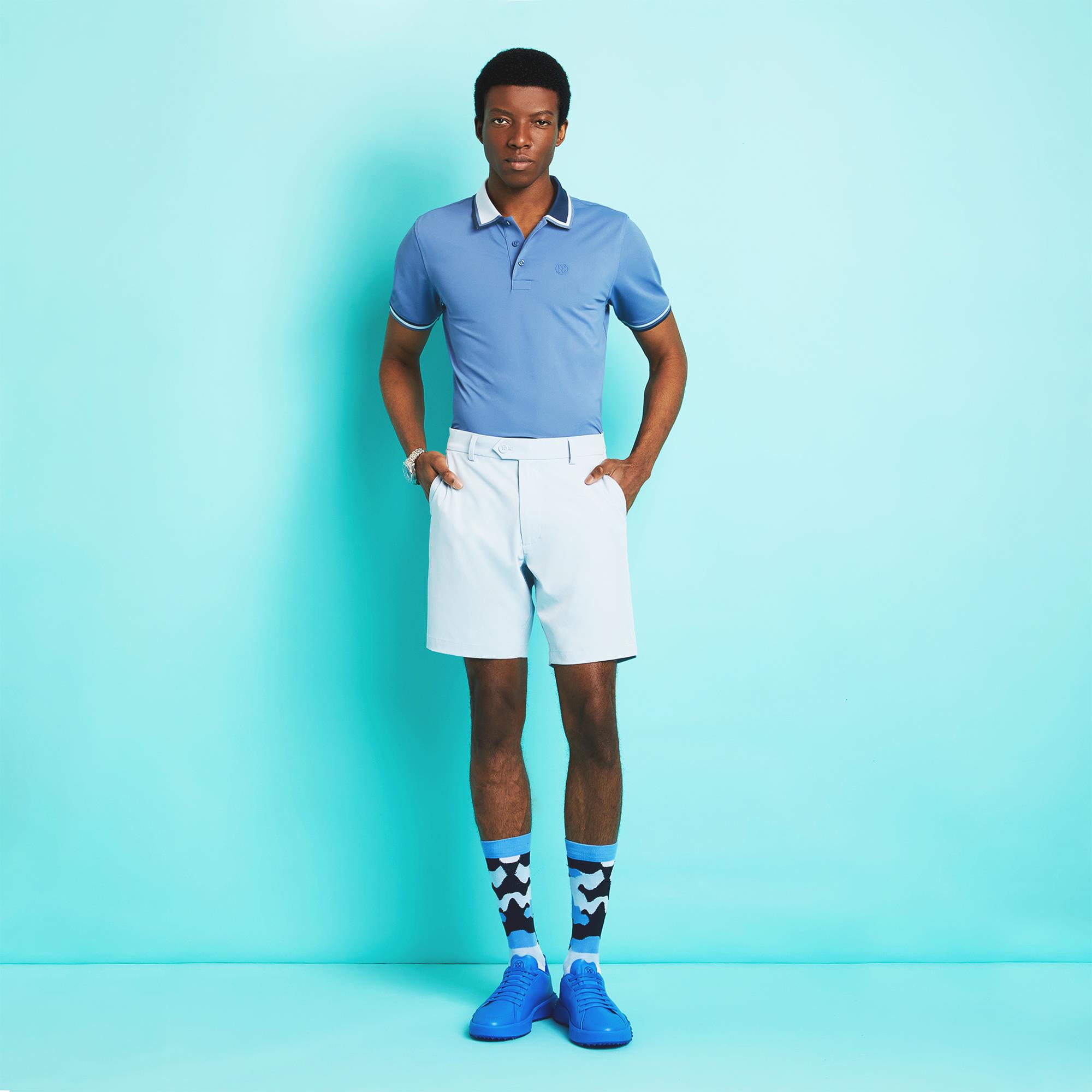 G/FORE Two Tone Collar Tech Pique Mens Golf Polo Shirt Slate