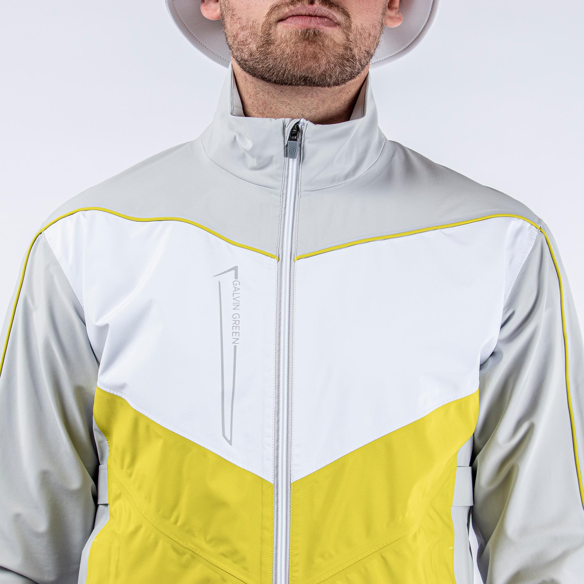 Galvin Green Armstrong Paclite Gore-Tex Mens Waterproof Golf Jacket Cool Grey/Sunny Lime/White