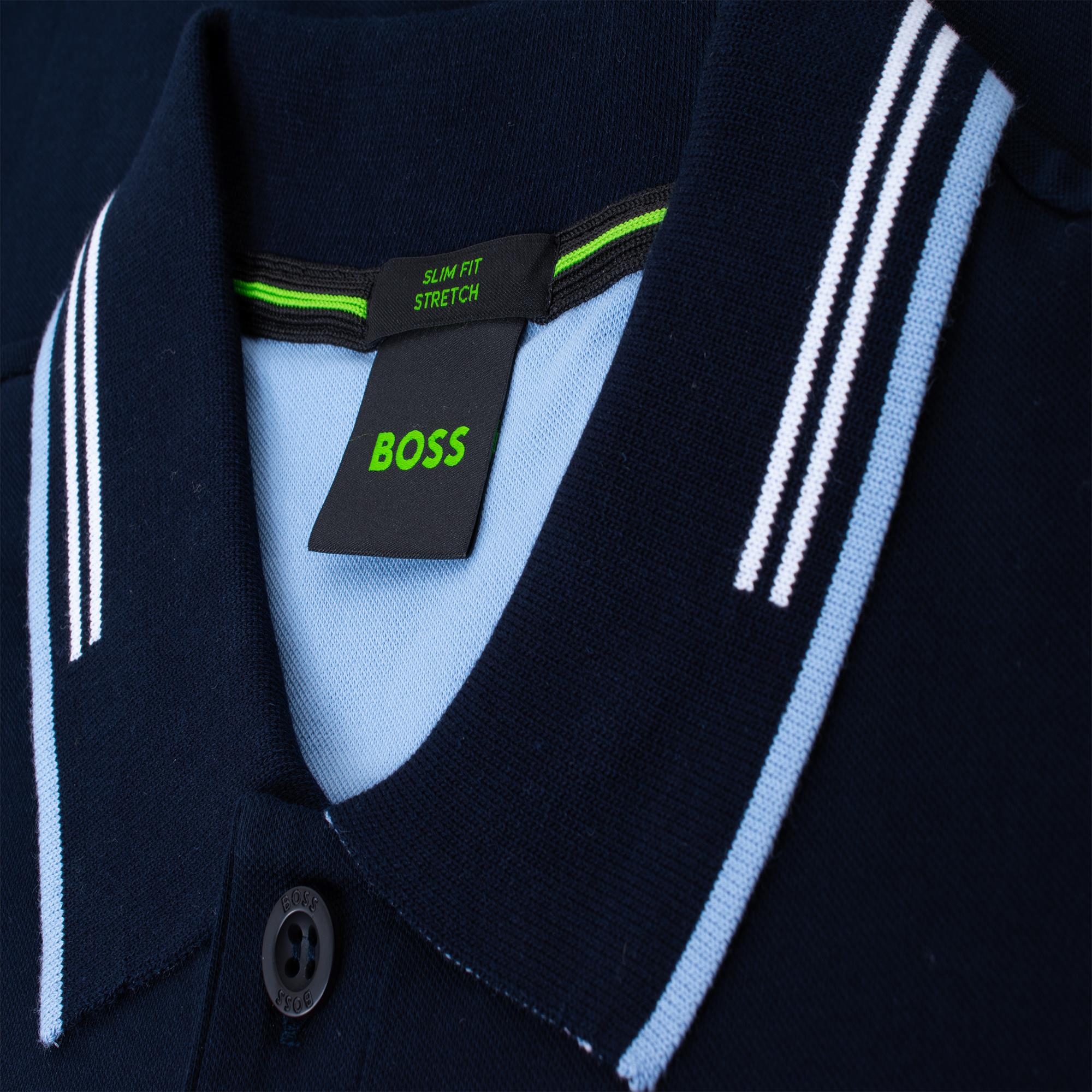 Boss Paul Curved Mens Polo Shirt Dark Blue